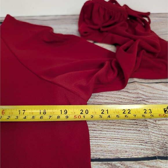 Karen Kane Women's Size LARGE Red Jersey Knit Swing Holiday Dress Made in USA - Picture 4 of 12